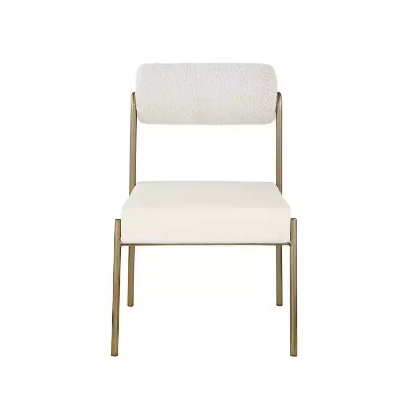 Meridian Furniture, Chaise de salle à manger Carly en similicuir et tissu bouclé, lot de 2