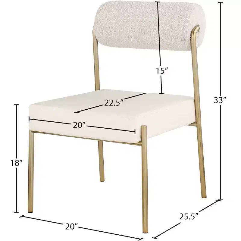 Meridian Furniture, Chaise de salle à manger Carly en similicuir et tissu bouclé, lot de 2