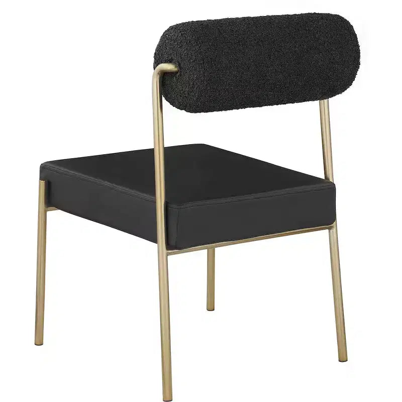 Meridian Furniture, Chaise de salle à manger Carly en similicuir et tissu bouclé, lot de 2