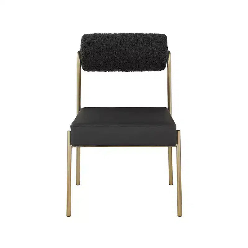 Meridian Furniture, Chaise de salle à manger Carly en similicuir et tissu bouclé, lot de 2
