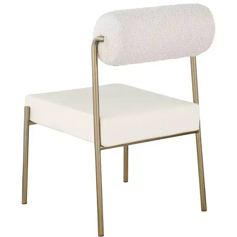 Meridian Furniture, Chaise de salle à manger Carly en similicuir et tissu bouclé, lot de 2