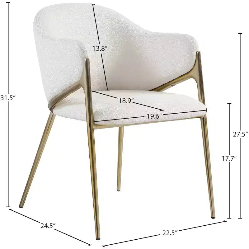 Meridian Furniture, Chaises de salle à manger Nial en tissu bouclé, ensemble de 2