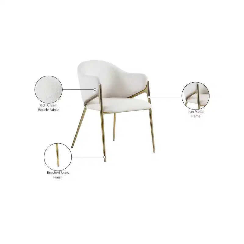 Meridian Furniture, Chaises de salle à manger Nial en tissu bouclé, ensemble de 2