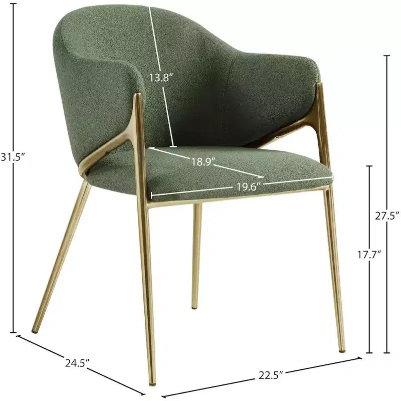 Meridian Furniture, Chaises de salle à manger Nial en tissu bouclé, ensemble de 2