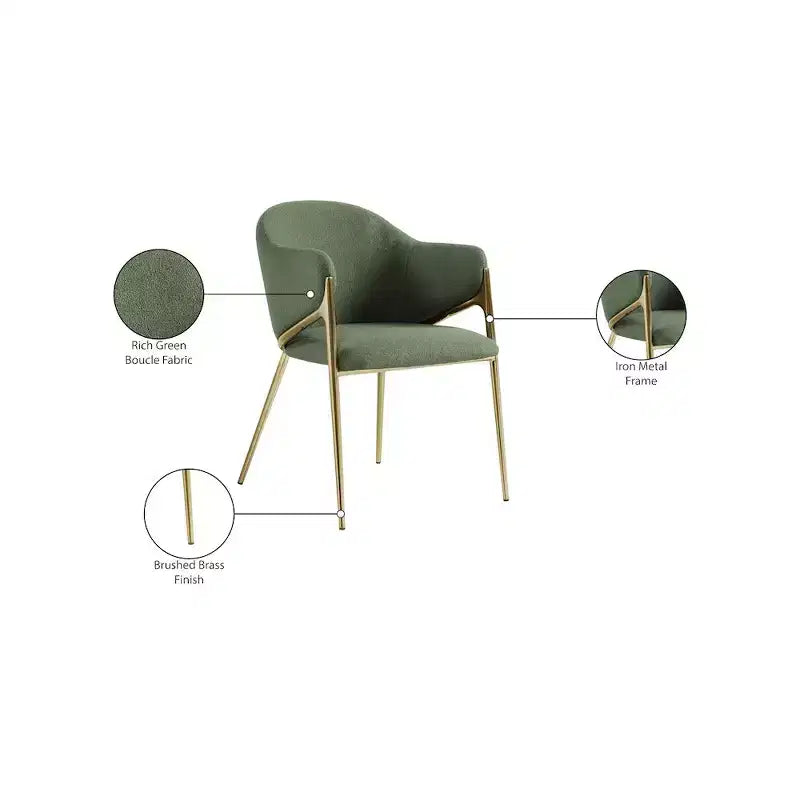 Meridian Furniture, Chaises de salle à manger Nial en tissu bouclé, ensemble de 2