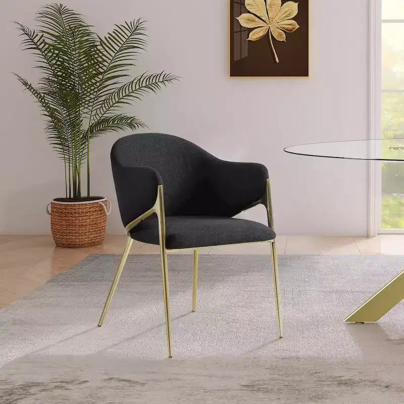 Meridian Furniture, Chaises de salle à manger Nial en tissu bouclé, ensemble de 2
