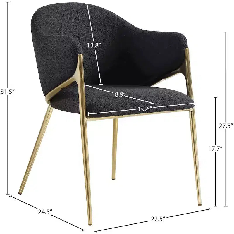 Meridian Furniture, Chaises de salle à manger Nial en tissu bouclé, ensemble de 2