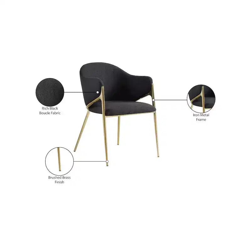 Meridian Furniture, Chaises de salle à manger Nial en tissu bouclé, ensemble de 2