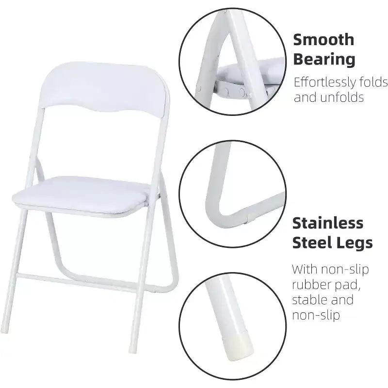 Chaises pliantes, chaises pliantes portables en métal avec coussin pour événements intérieurs et extérieurs, patins antidérapants, chaises empilables
