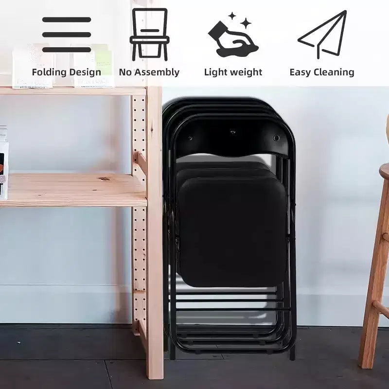 Chaises pliantes, chaises pliantes portables en métal avec coussin pour événements intérieurs et extérieurs, patins antidérapants, chaises empilables