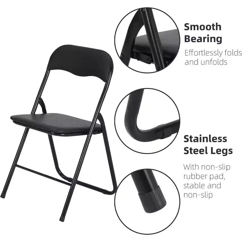Chaises pliantes, chaises pliantes portables en métal avec coussin pour événements intérieurs et extérieurs, patins antidérapants, chaises empilables