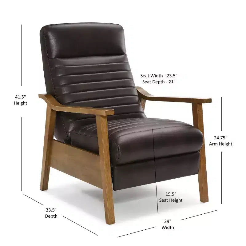 Fauteuil inclinable GDFStudio Leopold moderne 41.5 en bois et similicuir à dossier inclinable