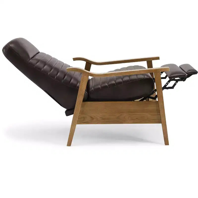 Fauteuil inclinable GDFStudio Leopold moderne 41.5 en bois et similicuir à dossier inclinable