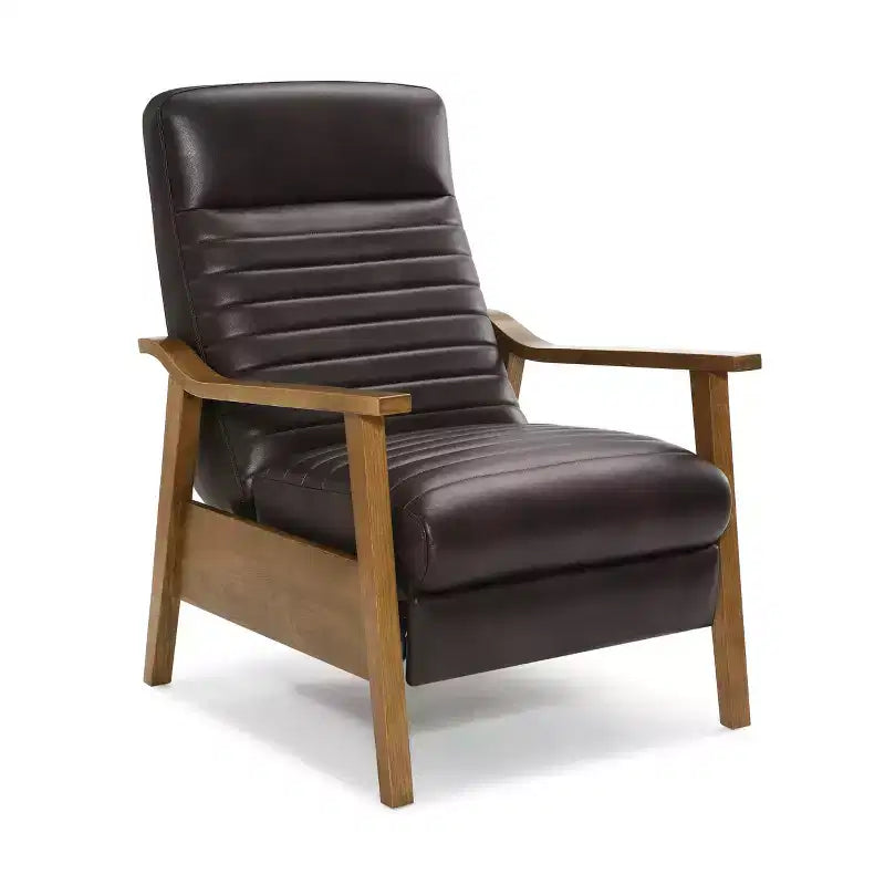 Fauteuil inclinable GDFStudio Leopold moderne 41.5 en bois et similicuir à dossier inclinable