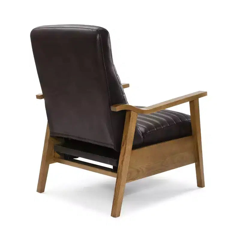 Fauteuil inclinable GDFStudio Leopold moderne 41.5 en bois et similicuir à dossier inclinable