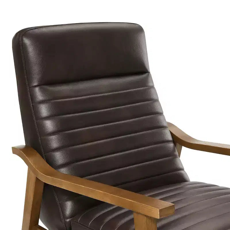 Fauteuil inclinable GDFStudio Leopold moderne 41.5 en bois et similicuir à dossier inclinable