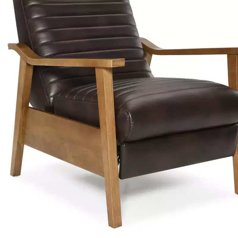 Fauteuil inclinable GDFStudio Leopold moderne 41.5 en bois et similicuir à dossier inclinable