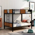 Full Over Full Bunk Bed Modern Style Steel Frame Bunk Bed With Safety Rail Built In Ladder For Bedroom