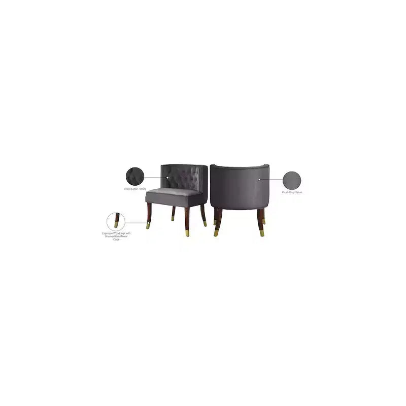 Meridian Furniture, Chaises de salle à manger en velours Perry, lot de 2