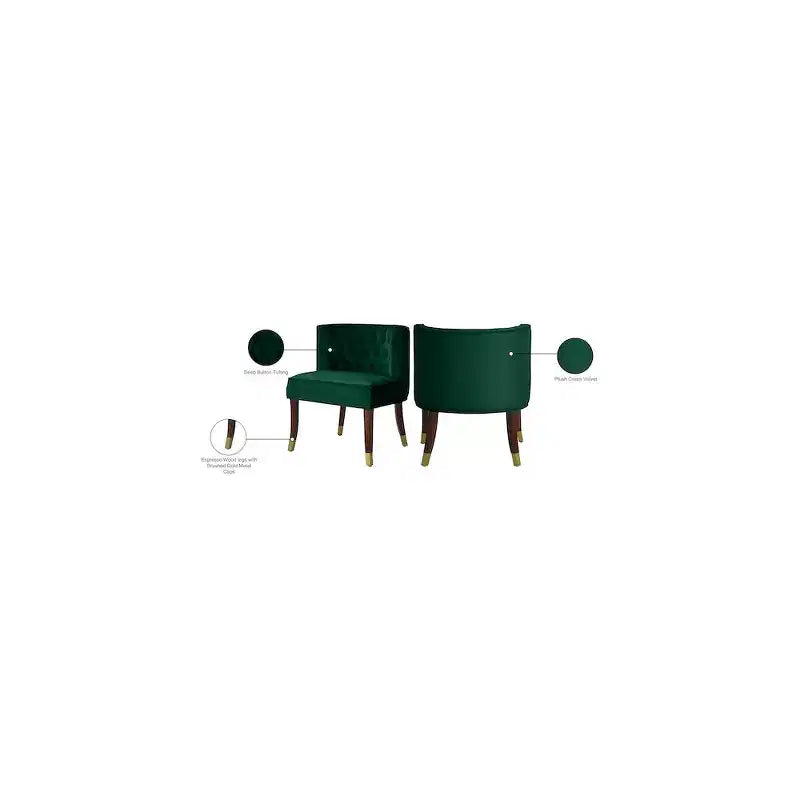 Meridian Furniture, Chaises de salle à manger en velours Perry, lot de 2