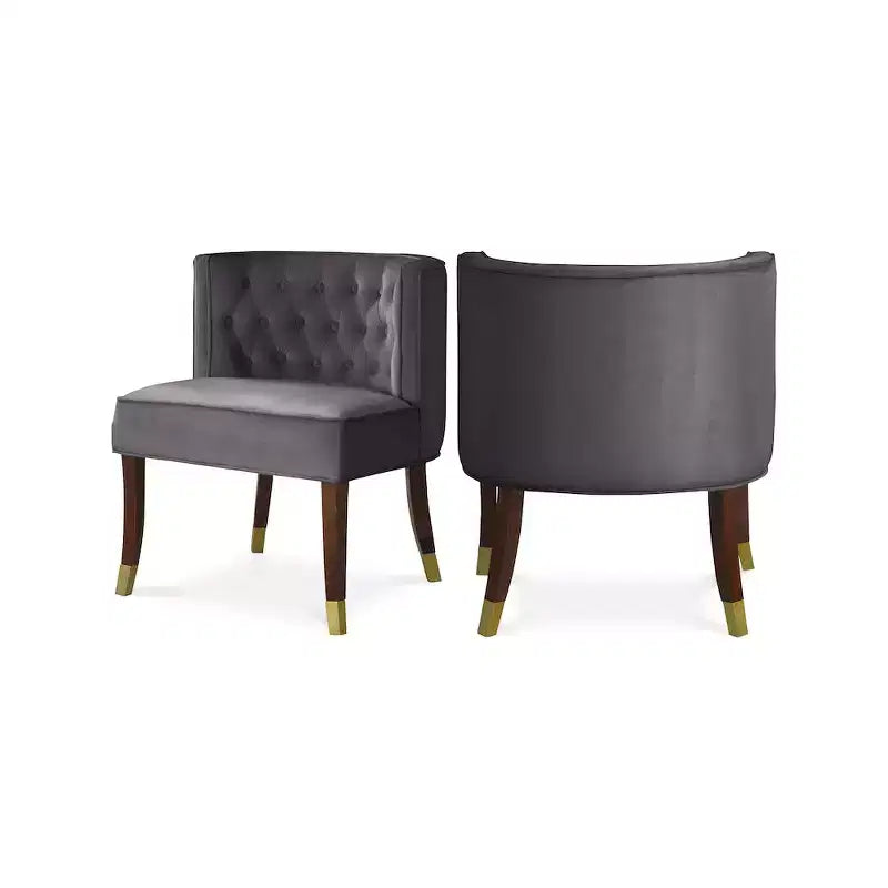 Meridian Furniture, Chaises de salle à manger en velours Perry, lot de 2