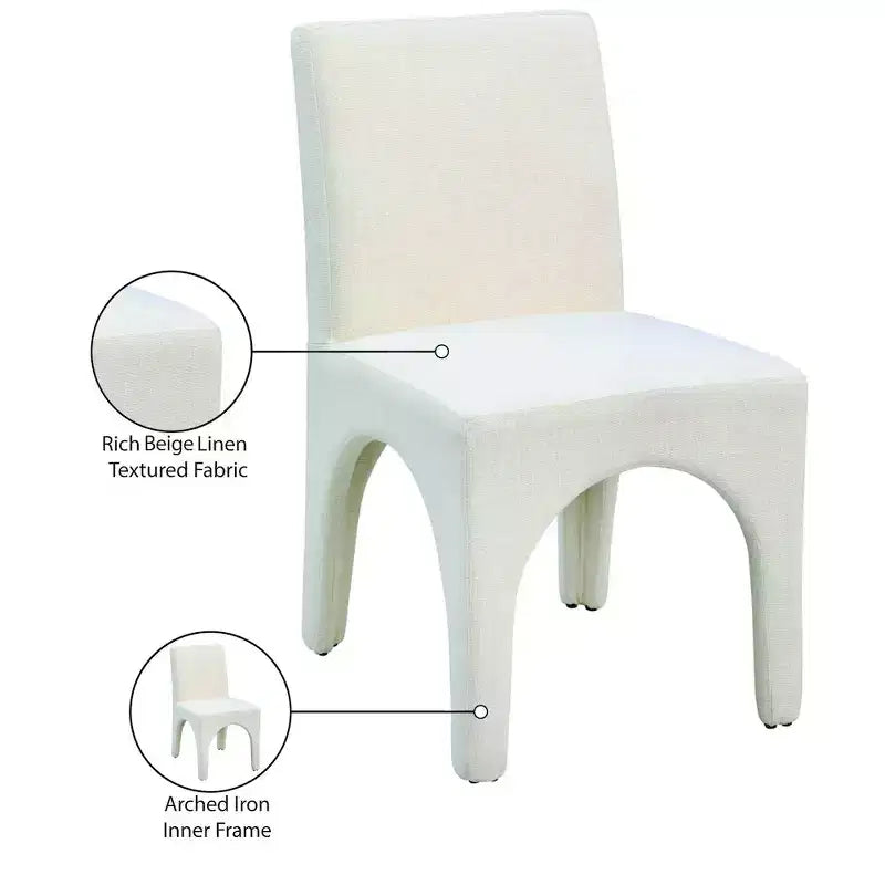 Meridian Furniture, Chaises de salle à manger en tissu texturé lin Gramercy, lot de 2