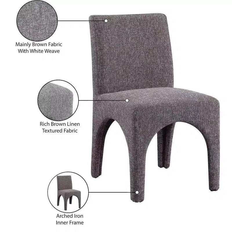 Meridian Furniture, Chaises de salle à manger en tissu texturé lin Gramercy, lot de 2