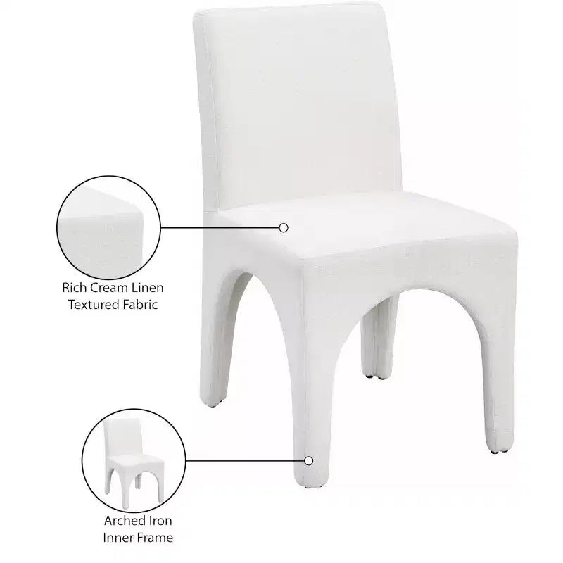 Meridian Furniture, Chaises de salle à manger en tissu texturé lin Gramercy, lot de 2