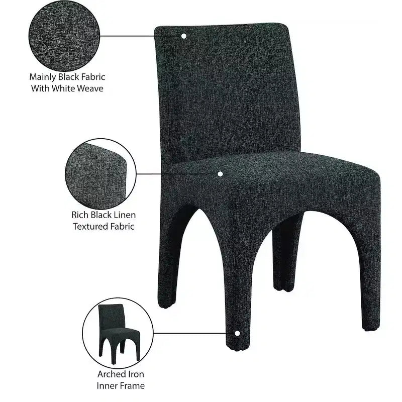 Meridian Furniture, Chaises de salle à manger en tissu texturé lin Gramercy, lot de 2