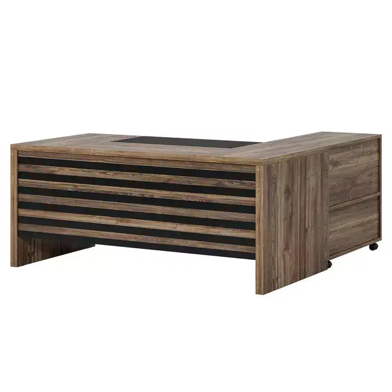 Ensemble de bureau MAYEERTY 62.2 : Caisson mobile, capacité de 204 kg, design rayé noir et gris