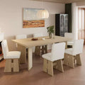 GDFStudio Felton Modern 7 Piece Wood Upholstered Dining Table Set