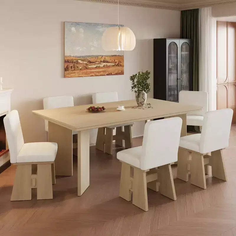 GDFStudio Felton Modern 7 Piece Wood Upholstered Dining Table Set