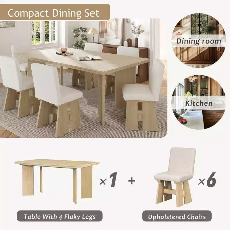 Ensemble de salle à manger GDFStudio Felton moderne 7 pièces en bois rembourré