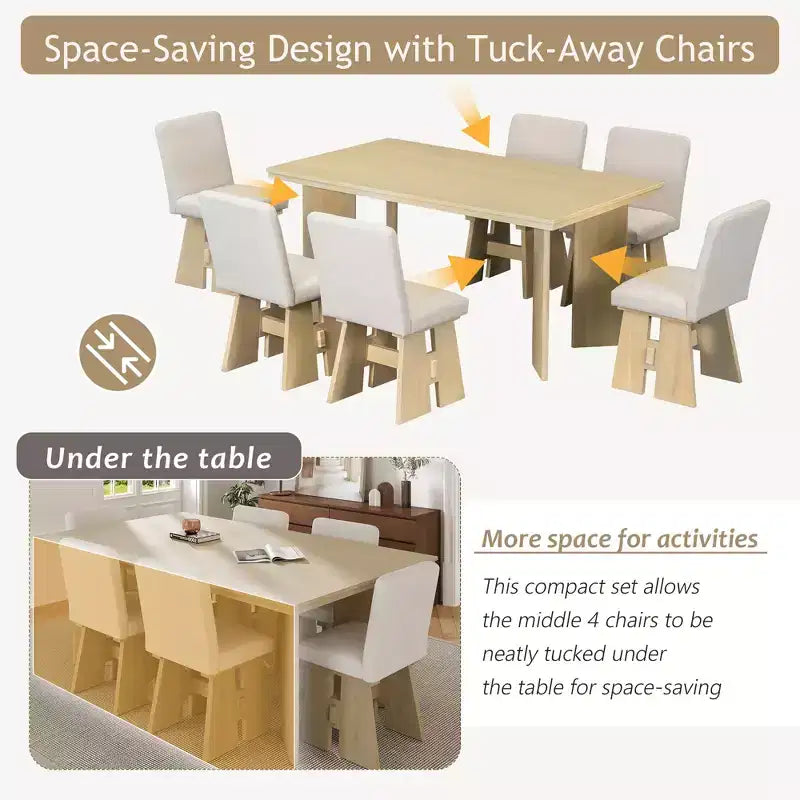 Ensemble de salle à manger GDFStudio Felton moderne 7 pièces en bois rembourré