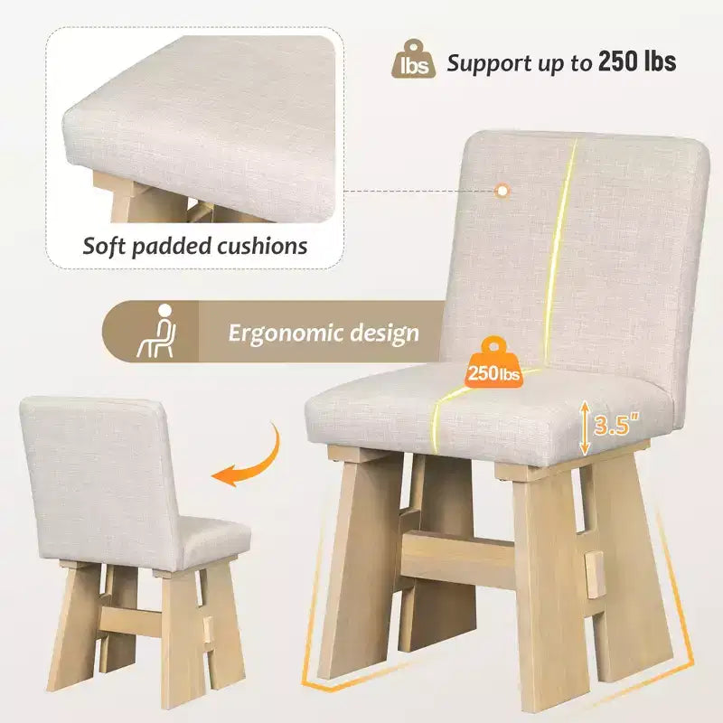 Ensemble de salle à manger GDFStudio Felton moderne 7 pièces en bois rembourré