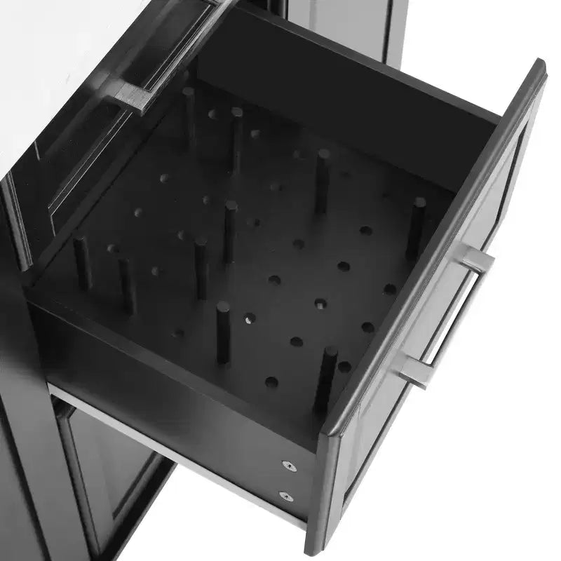 Îlot de cuisine Whisen 50,7, meuble poubelle inclinable, organiseur coulissant, 5 roulettes et abattant