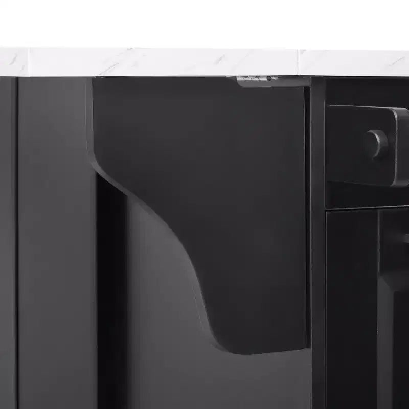 Îlot de cuisine Whisen 50,7, meuble poubelle inclinable, organiseur coulissant, 5 roulettes et abattant