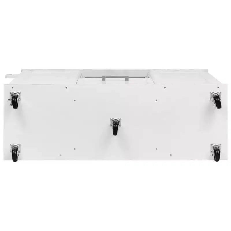 Îlot de cuisine Whisen 50,7, meuble poubelle inclinable, organiseur coulissant, 5 roulettes et abattant
