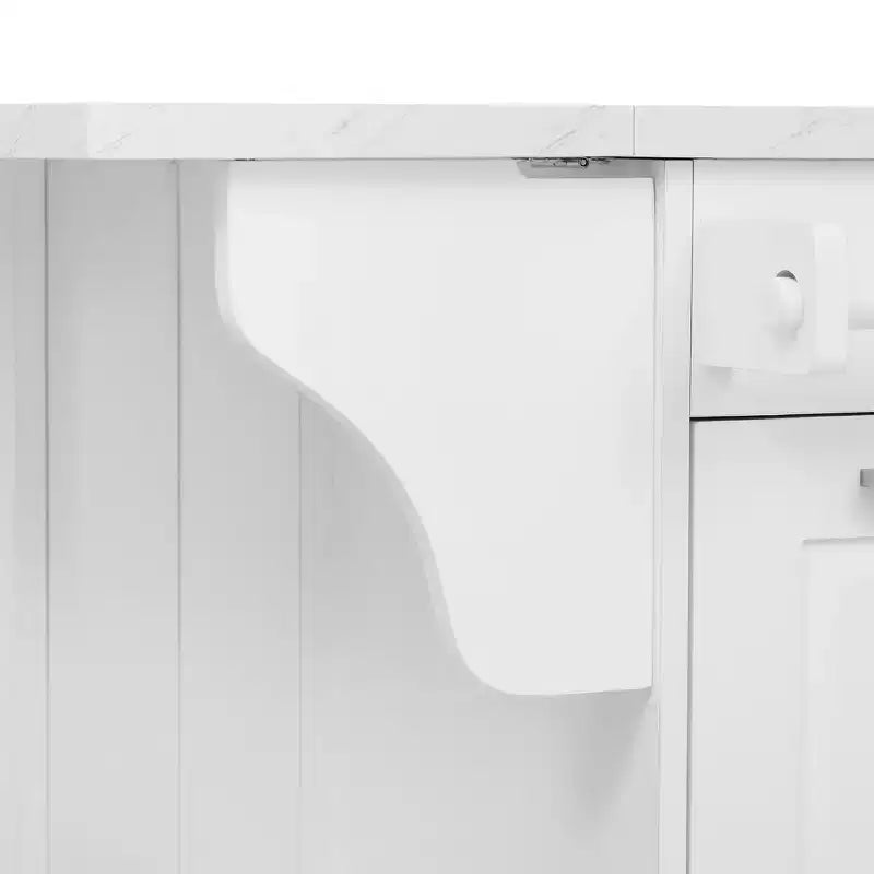 Îlot de cuisine Whisen 50,7, meuble poubelle inclinable, organiseur coulissant, 5 roulettes et abattant