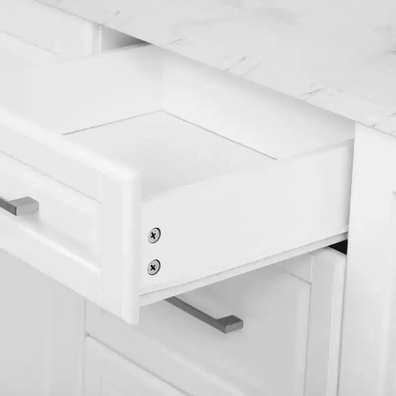 Îlot de cuisine Whisen 50,7, meuble poubelle inclinable, organiseur coulissant, 5 roulettes et abattant