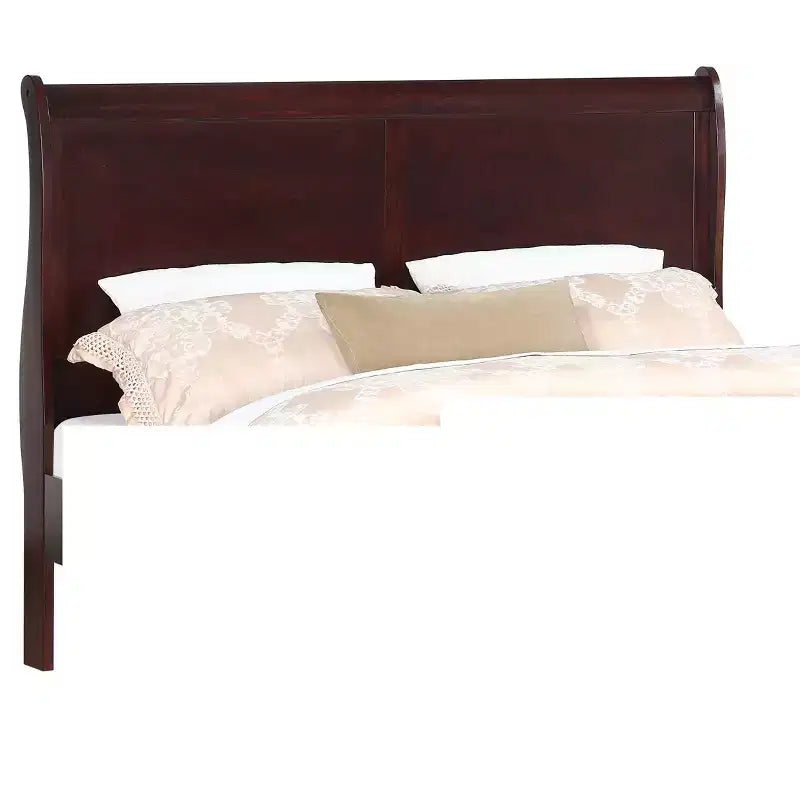 Okak 62 Lit traîneau Queen en bois massif avec tête et pied de lit, design sûr à profil bas pour chambre d'enfant, cerisier