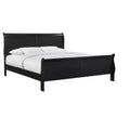 Okak 62 Queen Sleigh Bed Solid Wood Youth Bed Frame with Headboard/Footboard, Low Profile Safe Design for Kids Room, Black