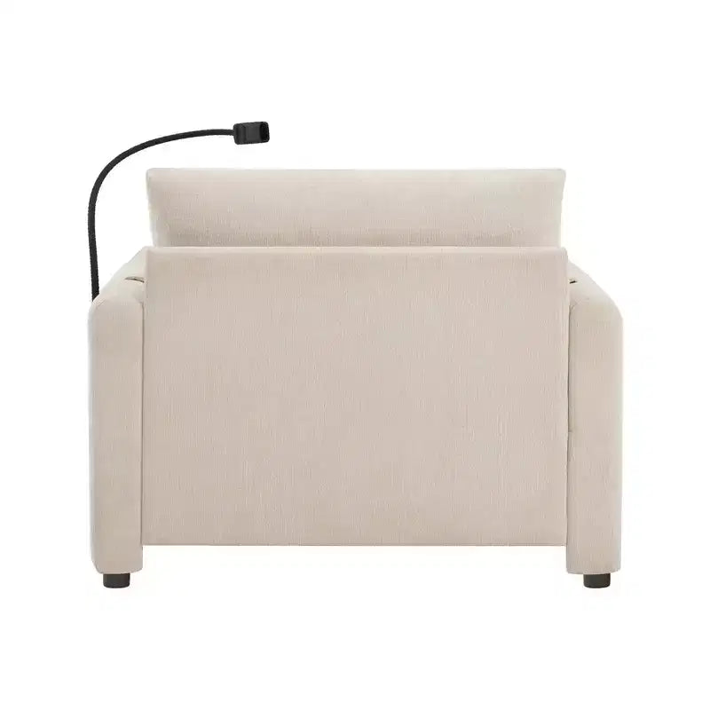 Fauteuil et chaise longue individuels en chenille surdimensionnés Whisen avec pouf de rangement, support de téléphone réglable, ports de chargement, poches latérales