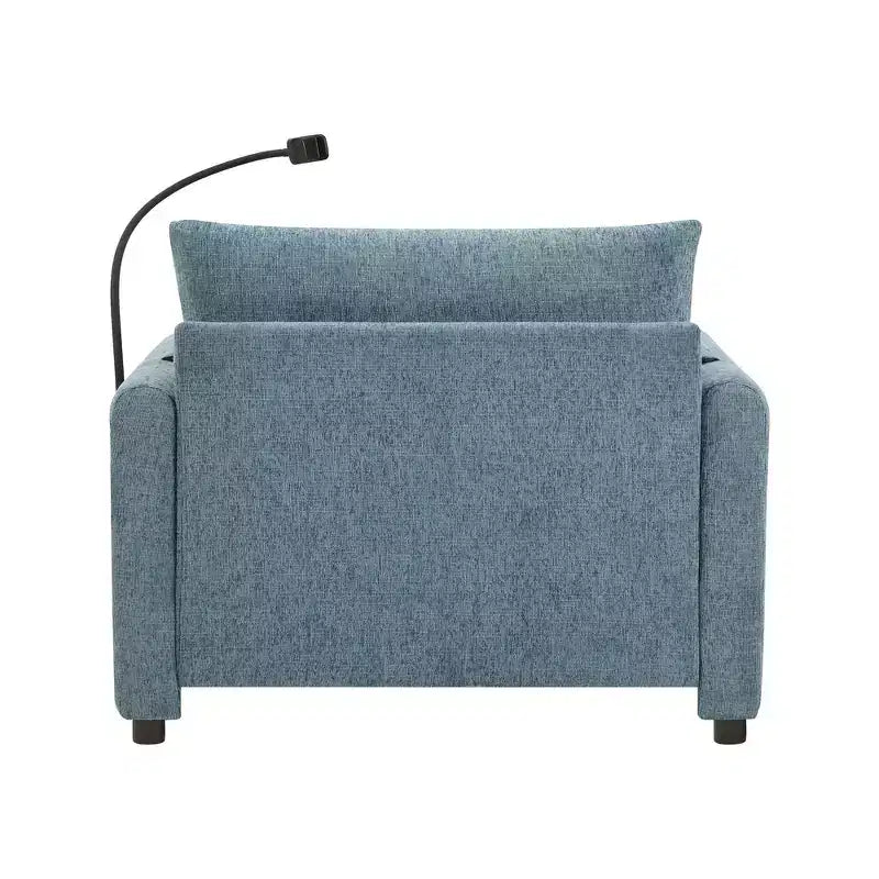 Fauteuil et chaise longue individuels en chenille surdimensionnés Whisen avec pouf de rangement, support de téléphone réglable, ports de chargement, poches latérales