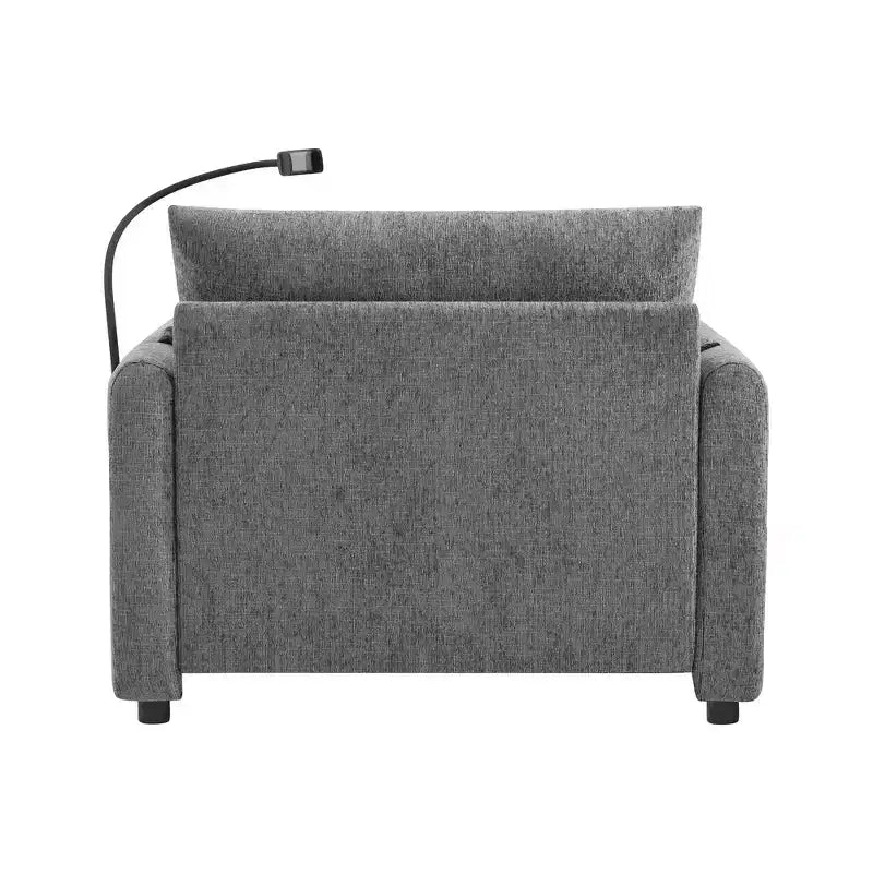 Fauteuil et chaise longue individuels en chenille surdimensionnés Whisen avec pouf de rangement, support de téléphone réglable, ports de chargement, poches latérales