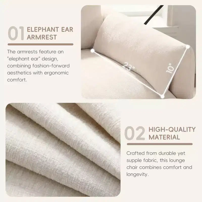Fauteuil et chaise longue individuels en chenille surdimensionnés Whisen avec pouf de rangement, support de téléphone réglable, ports de chargement, poches latérales