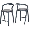 Acekool 2-Pack Metal Bar Stools - Blue Counter Height with Back Support