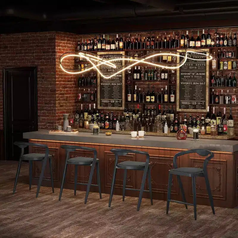 Lot de 2 tabourets de bar en métal Acekool - Bleus, hauteur comptoir avec dossier