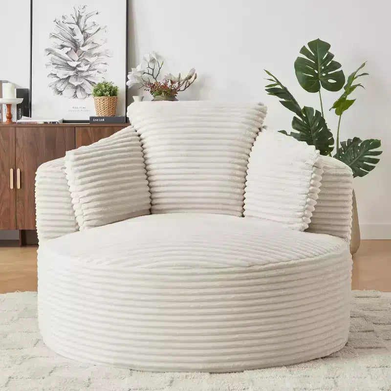 Fauteuil d'appoint en velours côtelé ModernLuxe, fauteuil rond avec dossier rembourré, fauteuil de salon moderne pour salon, bureau et appartement