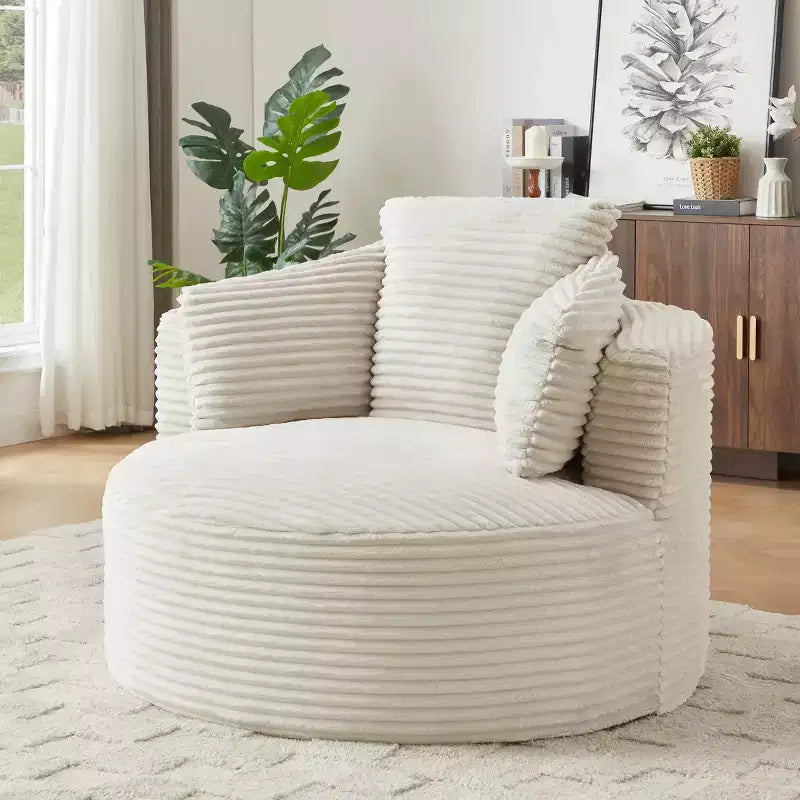 Fauteuil d'appoint en velours côtelé ModernLuxe, fauteuil rond avec dossier rembourré, fauteuil de salon moderne pour salon, bureau et appartement